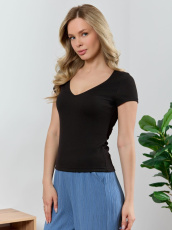 Изображение товара «Женская блузка из фактурного трикотажа «(топ) сиеста-7 [черный]» арт 89863» из магазина «Ивановский-Текстиль.РФ»