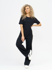 Изображение товара «Женский костюм (футболка+брюки) из лапши «К-058 (черный)» арт 84034» из магазина «Ивановский-Текстиль.РФ»