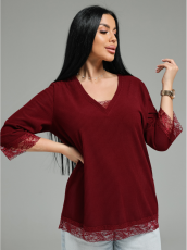 Изображение товара «Женская футболка из кашемира лапши «Богемия [бордо]» арт 89413» из магазина «Ивановский-Текстиль.РФ»