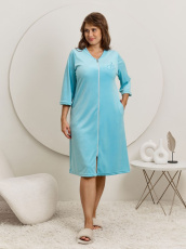 Изображение товара «Женский халат (на молнии) из вельмонда «Ася [бирюзовый]» арт 86062» из магазина «Ивановский-Текстиль.РФ»