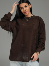 Изображение товара «Женский свитшот из футера 3х нитки петли жаккарда «Фрэнсис [шоколад]» арт 87786» из магазина «Ивановский-Текстиль.РФ»