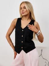 Изображение товара «Женский жилет из льна-вискозы «Аманти-1 [черный]» арт 89676» из магазина «Ивановский-Текстиль.РФ»