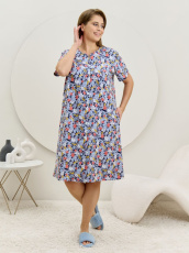 Изображение товара «Женский халат (на пуговицах) из кулирки «Рейна [серо-голубой]» арт 87365» из магазина «Ивановский-Текстиль.РФ»