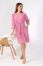 Изображение товара «Женский халат (на запах с поясом) из махры «Дрёма-3 [розовый]» арт 80950» из магазина «Ивановский-Текстиль.РФ»