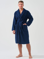 Изображение товара «Мужской халат (на запах с поясом) из махры «Банный 2009-м (темно-синий)» арт 86525» из магазина «Ивановский-Текстиль.РФ»