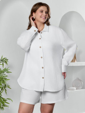Изображение товара «Женская рубашка из муслина «Вуаль-6 [белый]» арт 89845» из магазина «Ивановский-Текстиль.РФ»