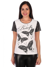 Изображение товара «Женская футболка из лакосты «Франсуа [белый]» арт 84976» из магазина «Ивановский-Текстиль.РФ»