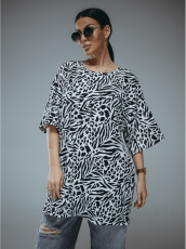 Изображение товара «Женская футболка из кашкорсе лапша «Энимал [зебра белая]» арт 87720» из магазина «Ивановский-Текстиль.РФ»