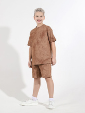 Изображение товара «Костюм для мальчика (футболка+шорты) из кулирки «Дым-1 [коричневый]» арт 83872» из магазина «Ивановский-Текстиль.РФ»