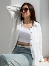 Изображение товара «Женская рубашка из муслина «Муслин 2315-Мус (белый)» арт 83697» из магазина «Ивановский-Текстиль.РФ»