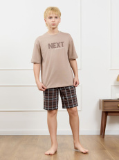Изображение товара «Костюм для мальчика (футболка+шорты) из кулирки «Браун-2 [бежевый]» арт 87338» из магазина «Ивановский-Текстиль.РФ»