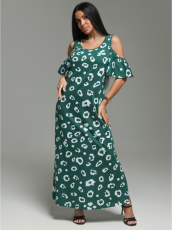 Изображение товара «Женское платье из кулирки «Новелла [леопард зеленый]» арт 84871» из магазина «Ивановский-Текстиль.РФ»