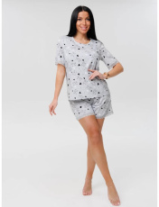 Изображение товара «Женская пижама (футболка+шорты) из кулирки «П-69 (К) (серый)» арт 87930» из магазина «Ивановский-Текстиль.РФ»
