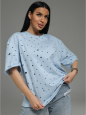 Изображение товара «Женская футболка из кулирки пенье деворе «Винтаж [голубой]» арт 89775» из магазина «Ивановский-Текстиль.РФ»