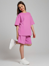 Изображение товара «Костюм для девочки (футболка+шорты) из кулирки «Азарт-1 [розовый]» арт 84987» из магазина «Ивановский-Текстиль.РФ»