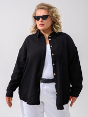 Изображение товара «Женская рубашка из муслина «Муслин 2315-Мус (черный)» арт 86420» из магазина «Ивановский-Текстиль.РФ»