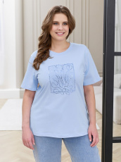 Изображение товара «Женская футболка из кулирки с лайкрой «Соло-2 [голубой]» арт 90002» из магазина «Ивановский-Текстиль.РФ»