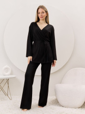 Изображение товара «Женские брюки из фактурного трикотажа «Эвила-2 [черный]» арт 87352» из магазина «Ивановский-Текстиль.РФ»