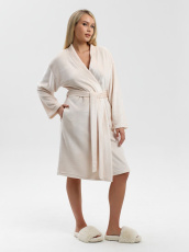 Изображение товара «Женский халат (на запах с поясом) из велсофта «Мисти-1 [молочный]» арт 86211» из магазина «Ивановский-Текстиль.РФ»