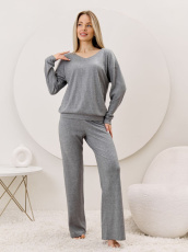 Изображение товара «Женские брюки из фактурного трикотажа «Эвила-2 [серый]» арт 87349» из магазина «Ивановский-Текстиль.РФ»
