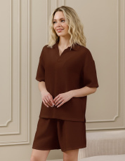 Изображение товара «Женские шорты из фактурного полотна «Женские ясмина-5 [коричневый]» арт 89876» из магазина «Ивановский-Текстиль.РФ»