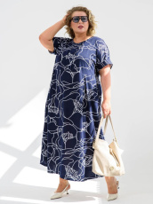 Изображение товара «Женское платье из кулирки «Маки 2331-К (синий)» арт 84096» из магазина «Ивановский-Текстиль.РФ»
