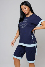 Изображение товара «Посл размер Женский костюм (футболка+шорты) из кулирки с лайкрой «2150» арт 88200» из магазина «Ивановский-Текстиль.РФ»