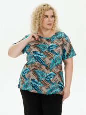 Изображение товара «Посл размер Женская футболка из кулирки «Аннушка [бирюза]» арт 87544» из магазина «Ивановский-Текстиль.РФ»