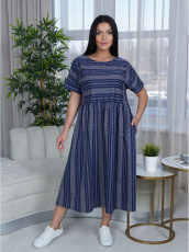 Изображение товара «Женское платье из кулирки «Анабель [синий]» арт 85609» из магазина «Ивановский-Текстиль.РФ»