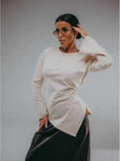 Изображение товара «Женский лонгслив из кулирки с лайкрой пенье фирча «Бренда [бежевый]» арт 85732» из магазина «Ивановский-Текстиль.РФ»