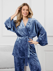 Изображение товара «Женский костюм (кимоно+брюки) из стрейч-велюра «Мерцание-2 [голубой]» арт 87356» из магазина «Ивановский-Текстиль.РФ»