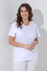 Изображение товара «Женская футболка из кулирки с лайкрой «Базис-4 [белый]» арт 82714» из магазина «Ивановский-Текстиль.РФ»