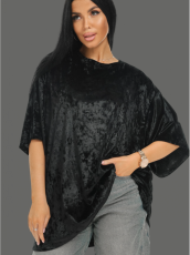 Изображение товара «Женская футболка из бархата «Марлен [черный]» арт 84089» из магазина «Ивановский-Текстиль.РФ»