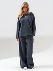 Изображение товара «Женский костюм (лонгслив+брюки) из футера с лайкрой «Палаццо 2370-фут (графит)» арт 86672» из магазина «Ивановский-Текстиль.РФ»