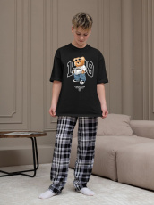 Изображение товара «Костюм для мальчика (футболка+брюки) из кулирки «Мишель-3 [черный]» арт 89215» из магазина «Ивановский-Текстиль.РФ»