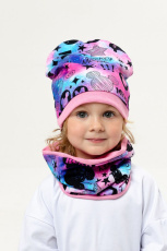 Изображение товара «Комплект головных уборов для ребенка (шапка+снуд) из футера «Микки розовый» арт 73632» из магазина «Ивановский-Текстиль.РФ»