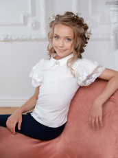 Изображение товара «Блузка для девочки из кулирки с лайкрой «Анфиса» арт 86753» из магазина «Ивановский-Текстиль.РФ»