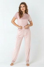 Изображение товара «Женский костюм (футболка+брюки) из стрейч-велюра «Пандора-2 [пудровый]» арт 81095» из магазина «Ивановский-Текстиль.РФ»