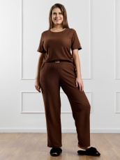 Изображение товара «Женские брюки из фактурного трикотажа «Рената-2 [коричневый]» арт 87680» из магазина «Ивановский-Текстиль.РФ»
