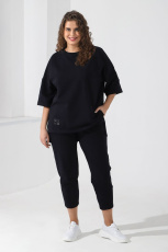 Изображение товара «Женский костюм (джемпер+брюки) из футера с лайкрой «Рейв-4у [черный]» арт 88858» из магазина «Ивановский-Текстиль.РФ»