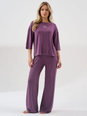 Изображение товара «Женская пижама (лонгслив+брюки) из вискозы с лайкрой «Флирт 2407-ви (сиреневый)» арт 86568» из магазина «Ивановский-Текстиль.РФ»
