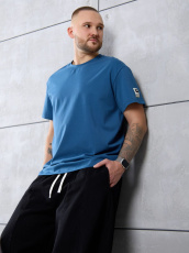 Изображение товара «Мужская футболка из кулирки с лайкрой «Арчи-1 [индиго]» арт 88081» из магазина «Ивановский-Текстиль.РФ»