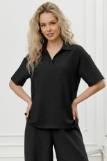 Изображение товара «Женская блузка из фактурного полотна «Женская ясмина-1 [черный]» арт 89873» из магазина «Ивановский-Текстиль.РФ»