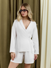 Изображение товара «Женская блузка из фактурного полотна «Женская асель-1 [белый]» арт 89990» из магазина «Ивановский-Текстиль.РФ»