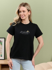 Изображение товара «Женская футболка из кулирки «Дзен [черный]» арт 89866» из магазина «Ивановский-Текстиль.РФ»