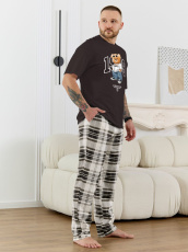 Изображение товара «Мужской костюм (футболка+брюки) из кулирки «Мишель-6 [коричневый]» арт 89233» из магазина «Ивановский-Текстиль.РФ»