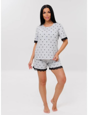 Изображение товара «Женская пижама (футболка+шорты) из кулирки «П-69 (К) (черный)» арт 87929» из магазина «Ивановский-Текстиль.РФ»