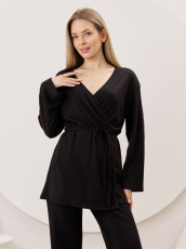 Изображение товара «Женский кардиган-кимоно из фактурного трикотажа «Эвила-1 [черный]» арт 87350» из магазина «Ивановский-Текстиль.РФ»
