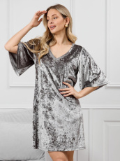 Изображение товара «Женская туника из стрейч-велюра «Мерцание-1 [серый]» арт 87202» из магазина «Ивановский-Текстиль.РФ»