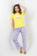Изображение товара «Женская пижама (футболка+брюки) из кулирки «Кенни-2 [желтый]» арт 82682» из магазина «Ивановский-Текстиль.РФ»